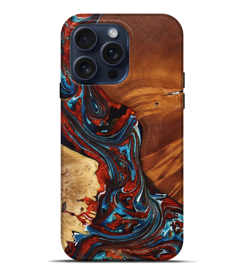 iPhone 15 Pro Max Wood+Resin Live Edge Phone Case - Lou (Blue, 665961)