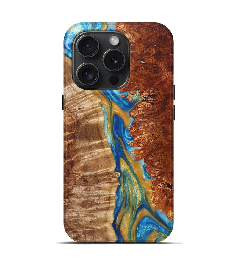 iPhone 15 Pro Wood+Resin Live Edge Phone Case - Jack (Blue, 665970)