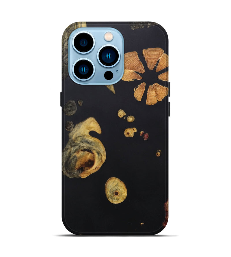 iPhone 14 Pro Wood+Resin Live Edge Phone Case - Arnold (Pure Black, 665977)