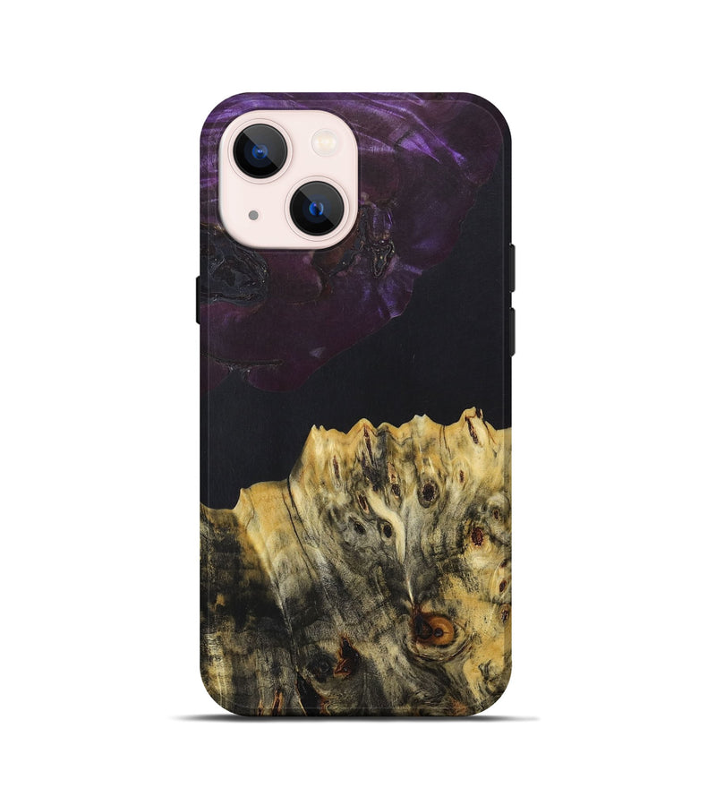 iPhone 13 mini Wood+Resin Live Edge Phone Case - Gillian (Pure Black, 665978)