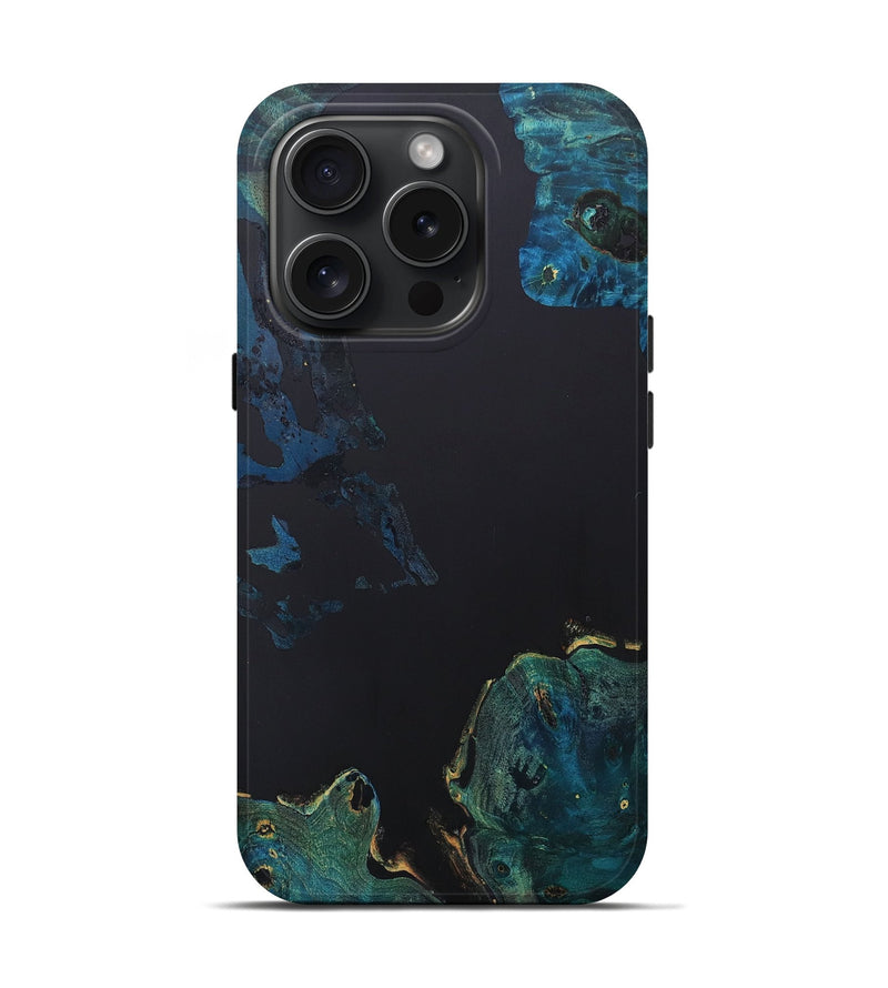 iPhone 15 Pro Wood+Resin Live Edge Phone Case - Jami (Pure Black, 665979)
