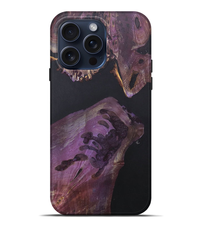 iPhone 15 Pro Max Wood+Resin Live Edge Phone Case - Sue (Pure Black, 665981)