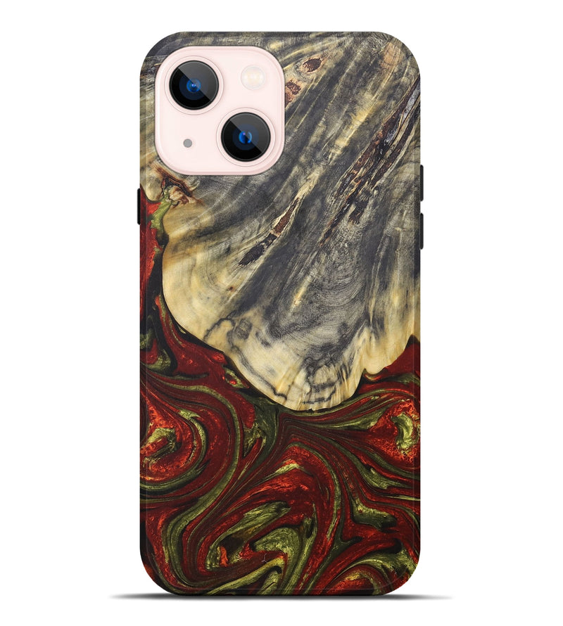 iPhone 14 Plus Wood+Resin Live Edge Phone Case - Adrian (Red, 665986)