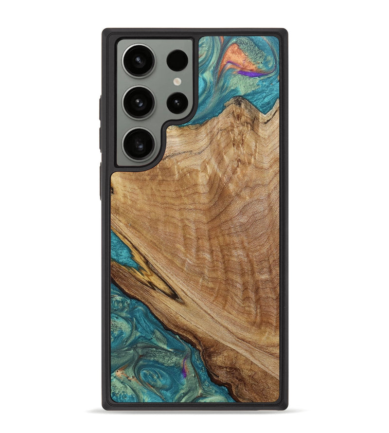 Galaxy S23 Ultra Wood+Resin Phone Case - Alondra (Green, 666038)