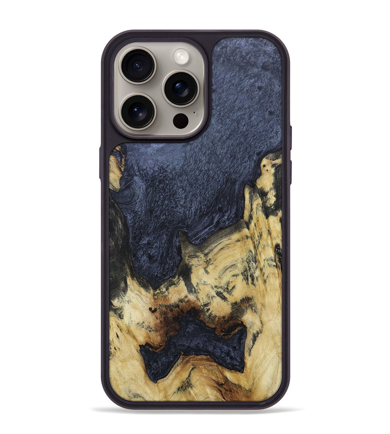 iPhone 15 Pro Max Wood+Resin Phone Case - Edna (Pure Black, 666190)