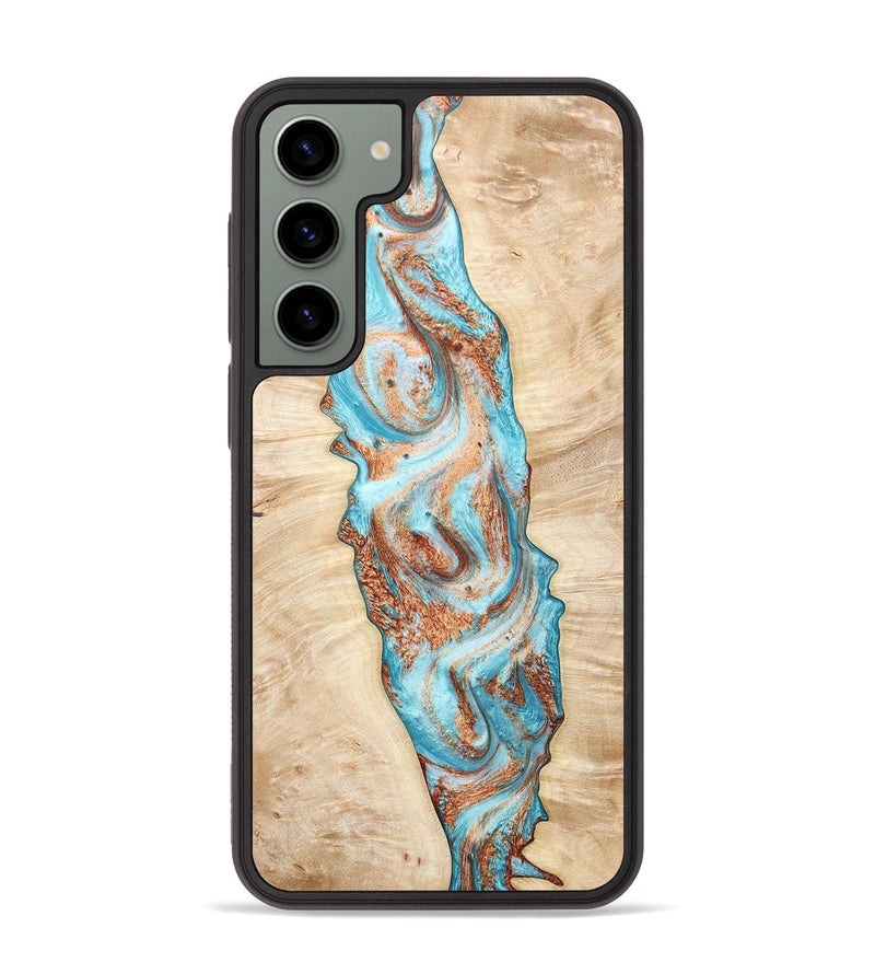 Galaxy S23 Plus Wood+Resin Phone Case - Gail (Teal & Gold, 666382)