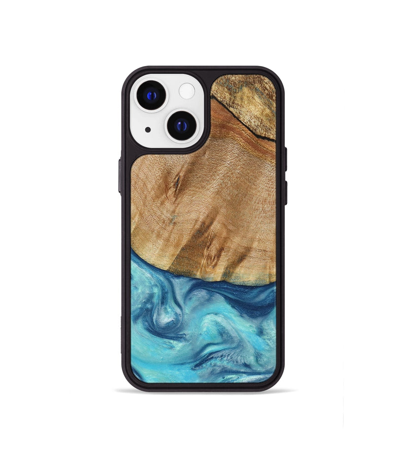 iPhone 13 mini Wood+Resin Phone Case - Opal (Blue, 666494)