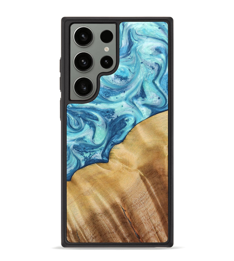 Galaxy S23 Ultra Wood+Resin Phone Case - Bill (Blue, 666507)