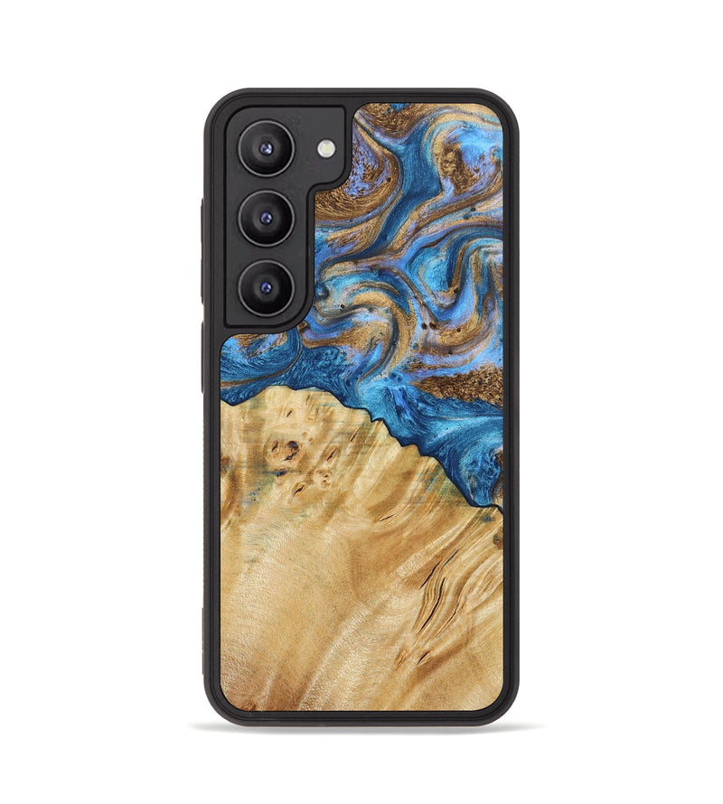 Galaxy S23 Wood+Resin Phone Case - Oakley (Teal & Gold, 666624)