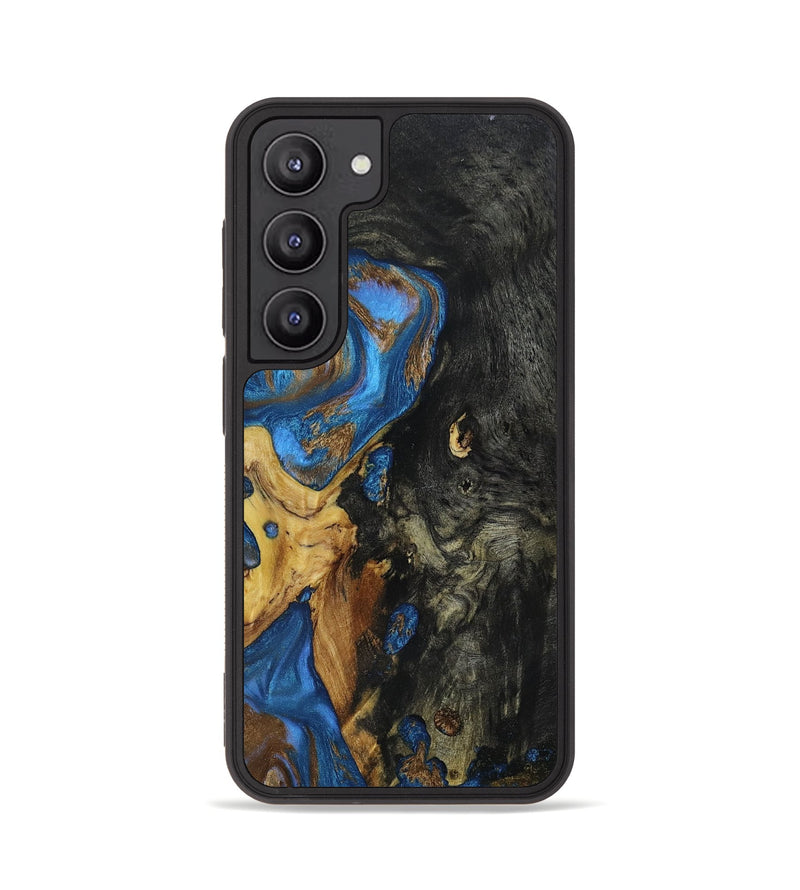 Galaxy S23 Wood+Resin Phone Case - Myrtle (Teal & Gold, 666625)