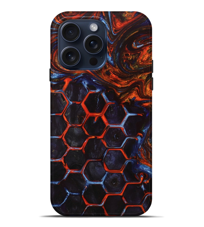 iPhone 15 Pro Max Wood+Resin Live Edge Phone Case - Olive (Pattern, 666921)