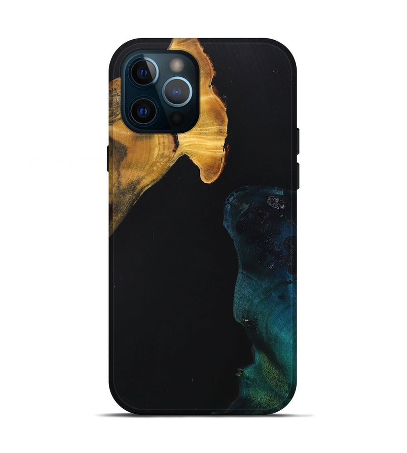 iPhone 12 Pro Wood+Resin Live Edge Phone Case - Marianne (Pure Black, 666932)