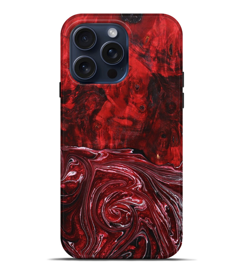 iPhone 15 Pro Max Wood+Resin Live Edge Phone Case - Natasha (Red, 667105)