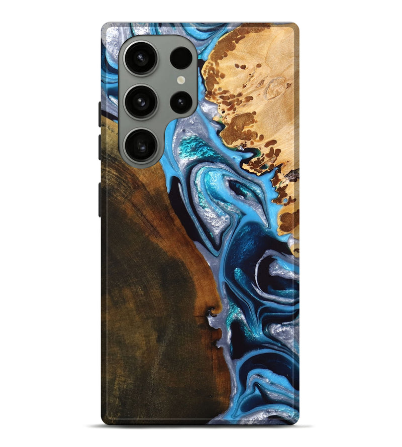 Galaxy S23 Ultra Wood+Resin Live Edge Phone Case - Carole (Blue, 667106)