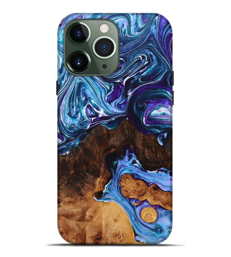iPhone 13 Pro Max Wood+Resin Live Edge Phone Case - India (Purple, 667113)