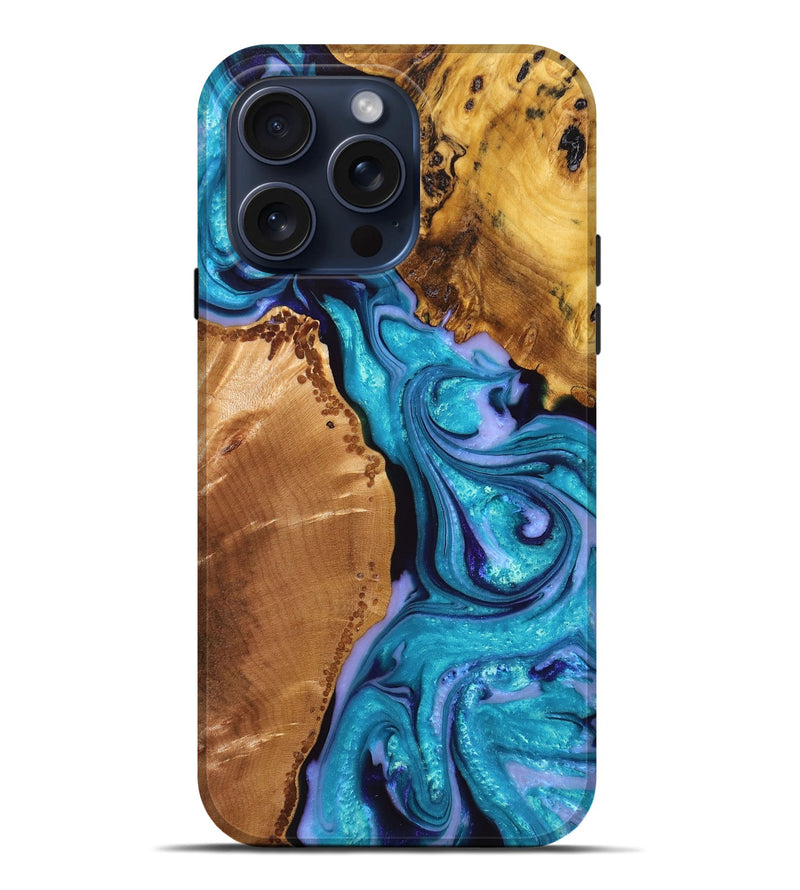 iPhone 15 Pro Max Wood+Resin Live Edge Phone Case - Effie (Purple, 667114)