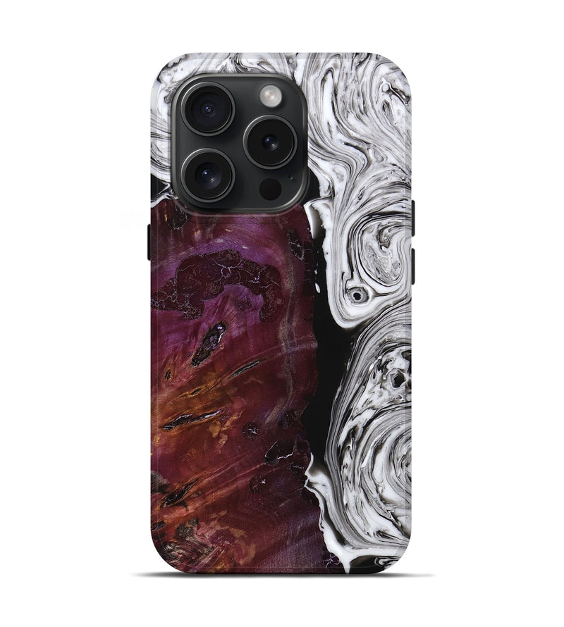 iPhone 15 Pro Wood+Resin Live Edge Phone Case - Reed (Black & White, 667124)