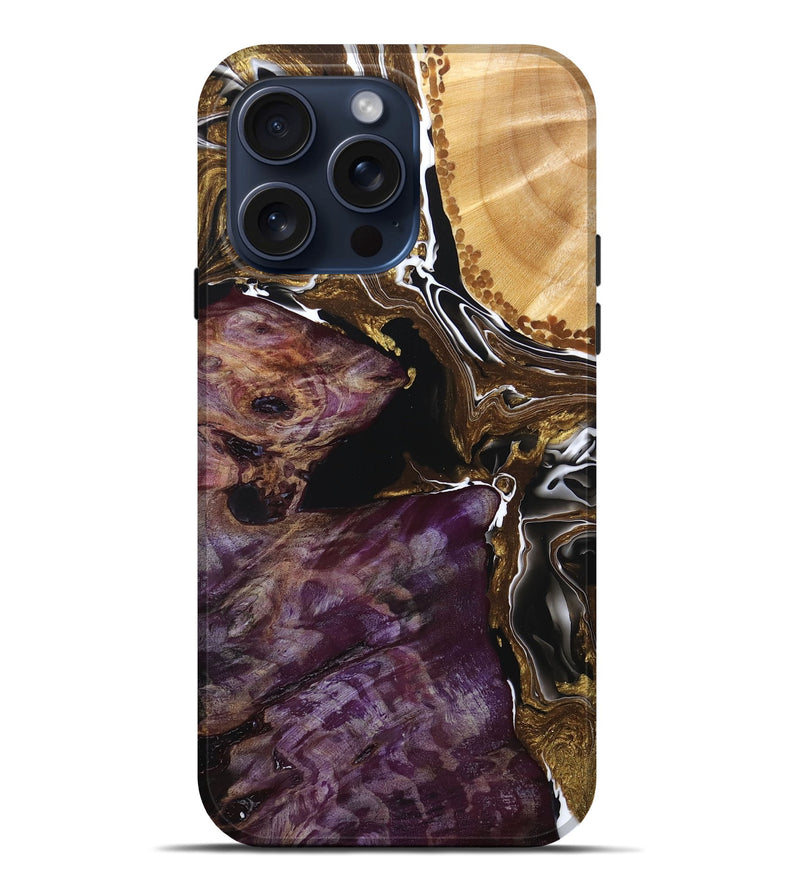 iPhone 15 Pro Max Wood+Resin Live Edge Phone Case - Muriel (Black & White, 667130)