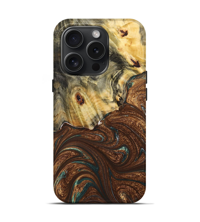 iPhone 15 Pro Wood+Resin Live Edge Phone Case - Lyle (Green, 667133)