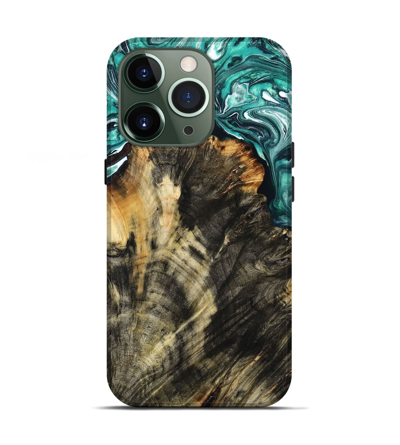 iPhone 13 Pro Wood+Resin Live Edge Phone Case - Danielle (Green, 667135)