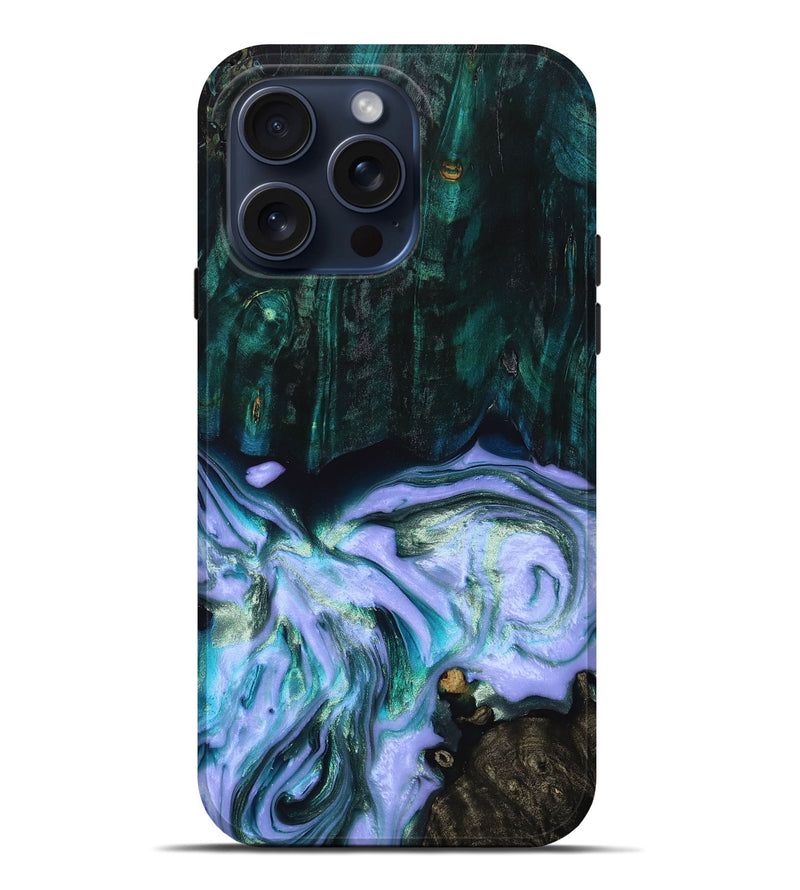 iPhone 15 Pro Max Wood+Resin Live Edge Phone Case - Juliana (Purple, 667136)