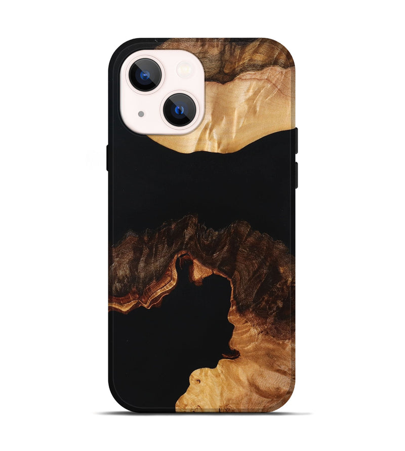 iPhone 14 Wood+Resin Live Edge Phone Case - Rachelle (Pure Black, 667141)