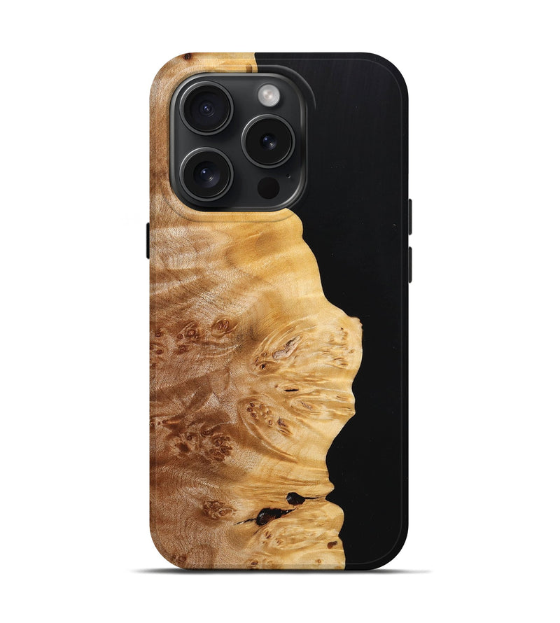 iPhone 15 Pro Wood+Resin Live Edge Phone Case - Jasmin (Pure Black, 667147)