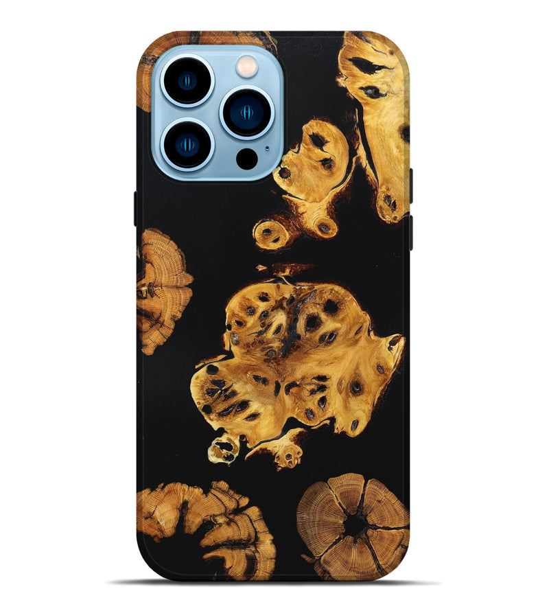 iPhone 14 Pro Max Wood+Resin Live Edge Phone Case - Ebony (Pure Black, 667149)