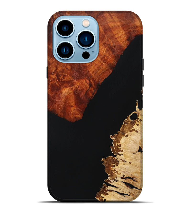 iPhone 14 Pro Max Wood+Resin Live Edge Phone Case - Tamra (Pure Black, 667152)