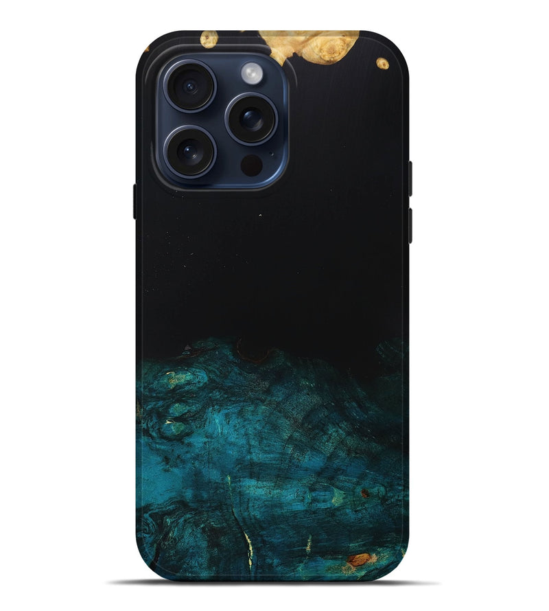 iPhone 15 Pro Max Wood+Resin Live Edge Phone Case - Kasey (Pure Black, 667155)