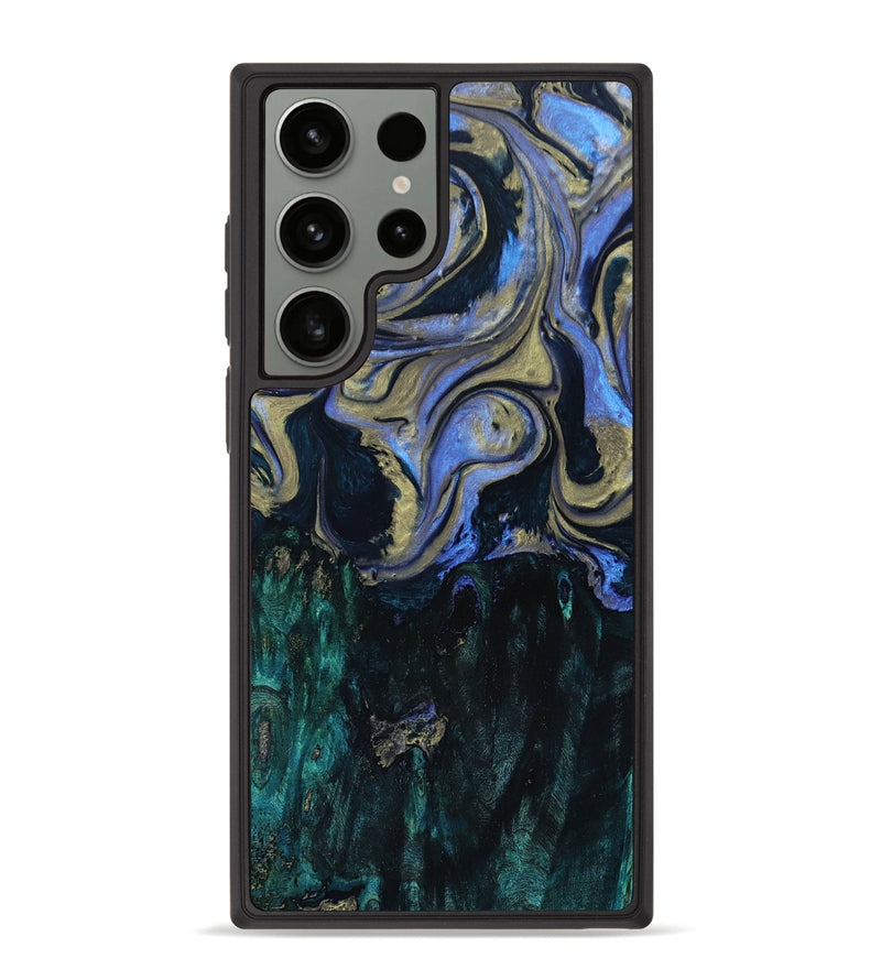 Galaxy S23 Ultra Wood+Resin Phone Case - Hayden (Teal & Gold, 667192)
