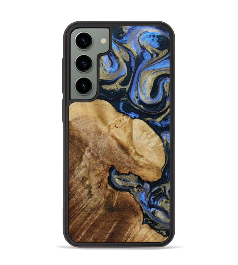 Galaxy S23 Plus Wood+Resin Phone Case - Corey (Teal & Gold, 667210)