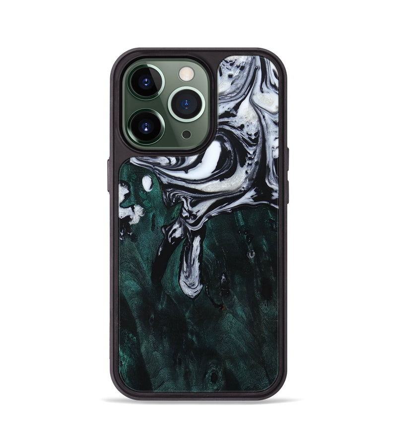 iPhone 13 Pro Wood+Resin Phone Case - Penny (Black & White, 667245)