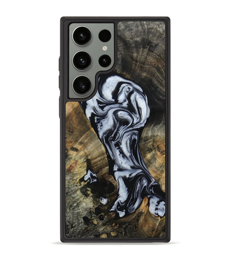 Galaxy S23 Ultra Wood+Resin Phone Case - Orlando (Black & White, 667256)