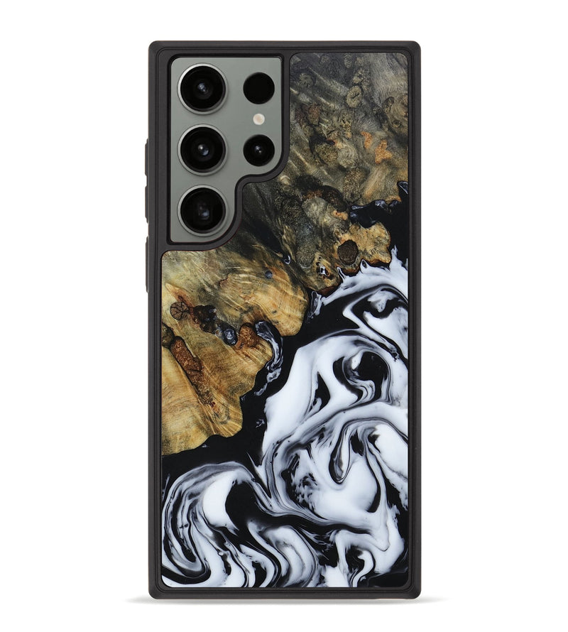 Galaxy S23 Ultra Wood+Resin Phone Case - Remi (Black & White, 667274)