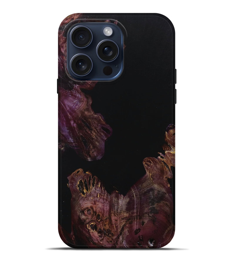 iPhone 15 Pro Max Wood+Resin Live Edge Phone Case - Deborah (Pure Black, 667290)