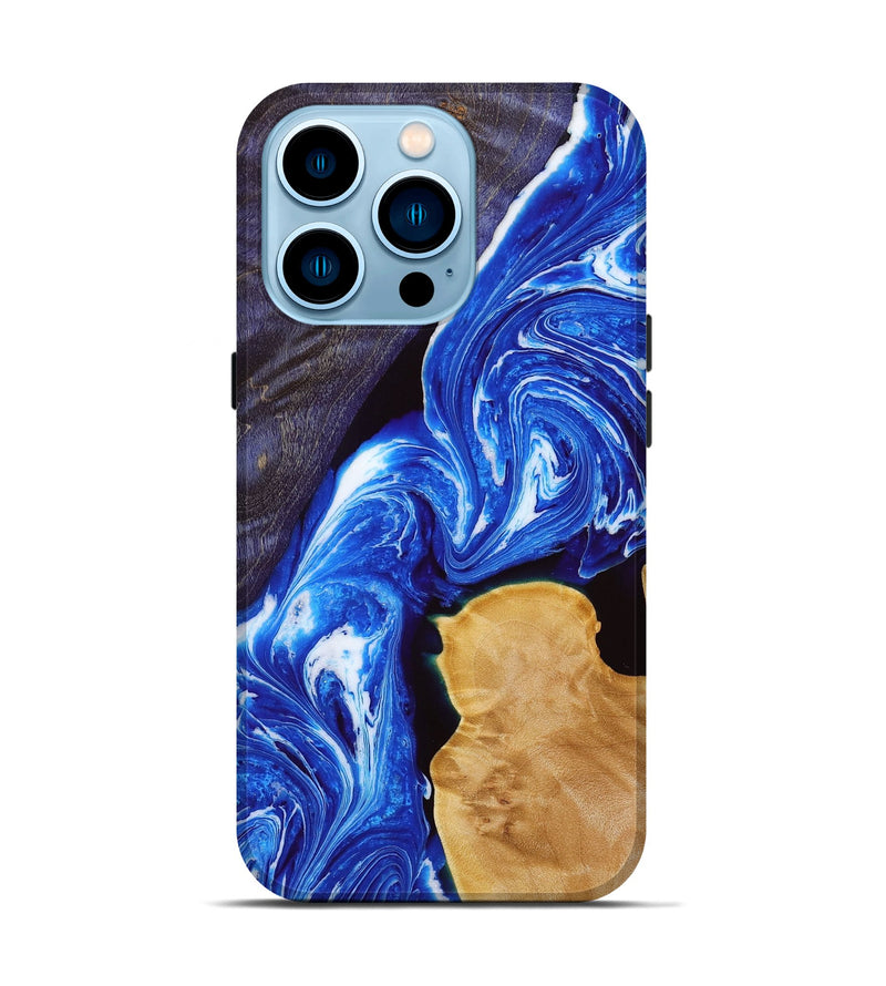 iPhone 14 Pro Wood+Resin Live Edge Phone Case - Terrence (Blue, 667303)