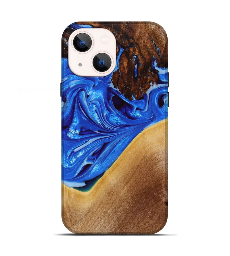 iPhone 13 Wood+Resin Live Edge Phone Case - Emersyn (Blue, 667307)