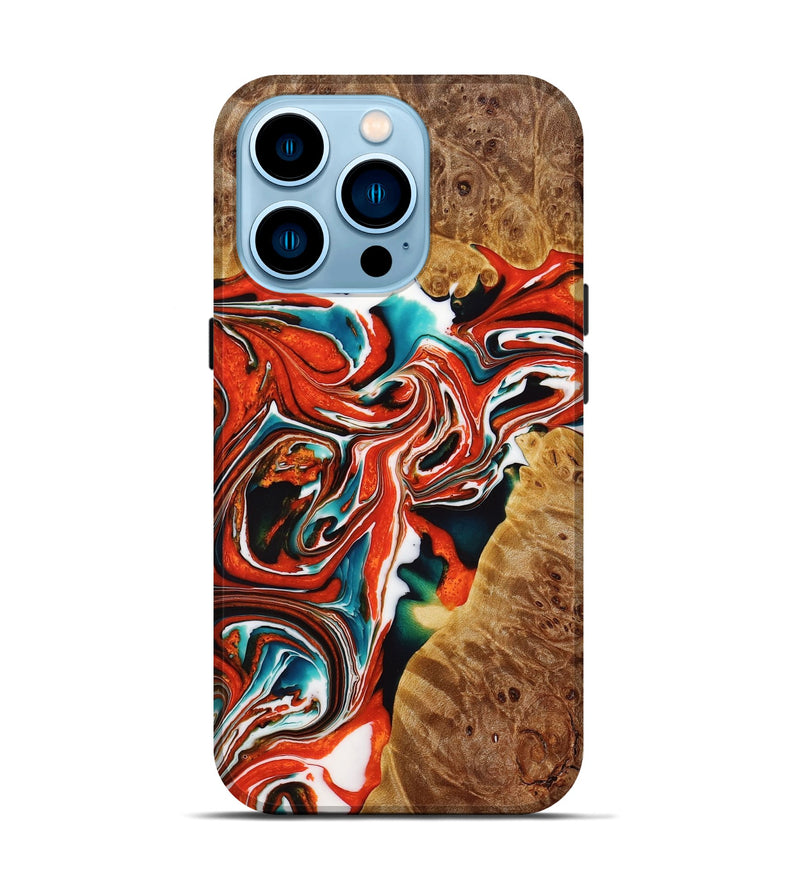 iPhone 14 Pro Wood+Resin Live Edge Phone Case - Ana (Red, 667313)