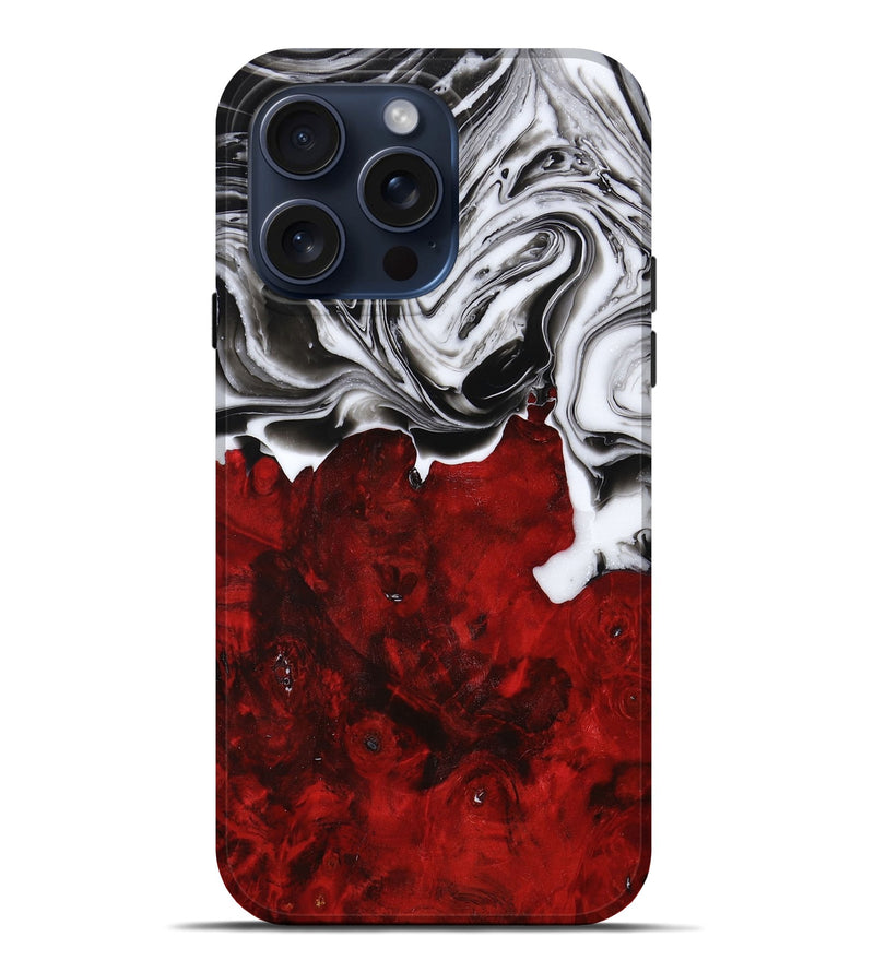 iPhone 15 Pro Max Wood+Resin Live Edge Phone Case - Robbie (Black & White, 667315)