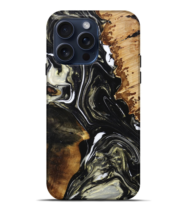 iPhone 15 Pro Max Wood+Resin Live Edge Phone Case - Chuck (Black & White, 667316)