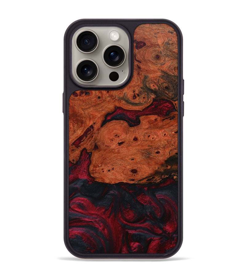 iPhone 15 Pro Max Wood+Resin Phone Case - Noel (Red, 667449)