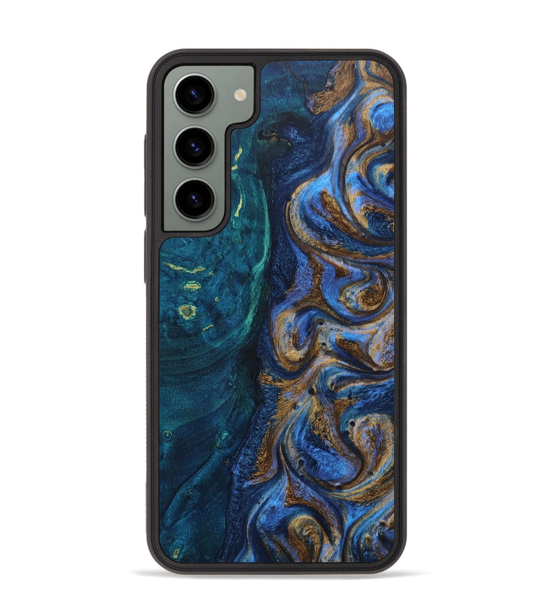 Galaxy S23 Plus Wood+Resin Phone Case - Clayton (Teal & Gold, 667457)