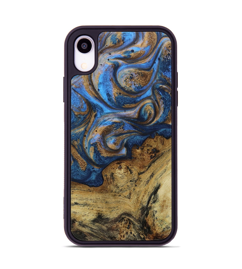 iPhone Xr Wood+Resin Phone Case - Ariel (Teal & Gold, 667469)
