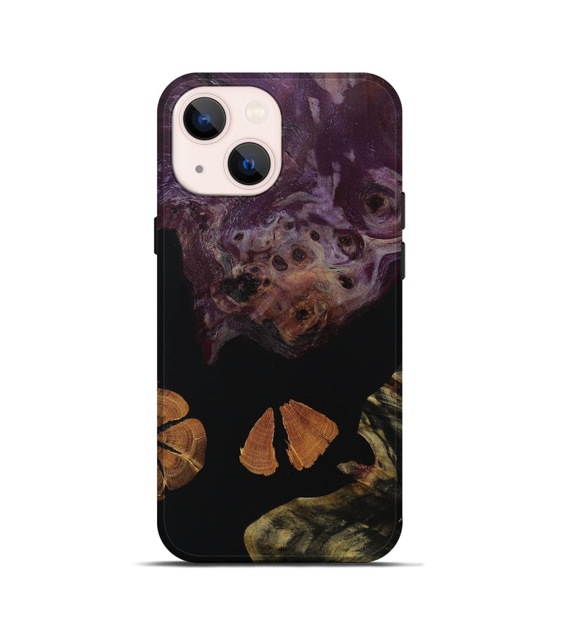 iPhone 13 mini Wood+Resin Live Edge Phone Case - Rita (Pure Black, 667561)