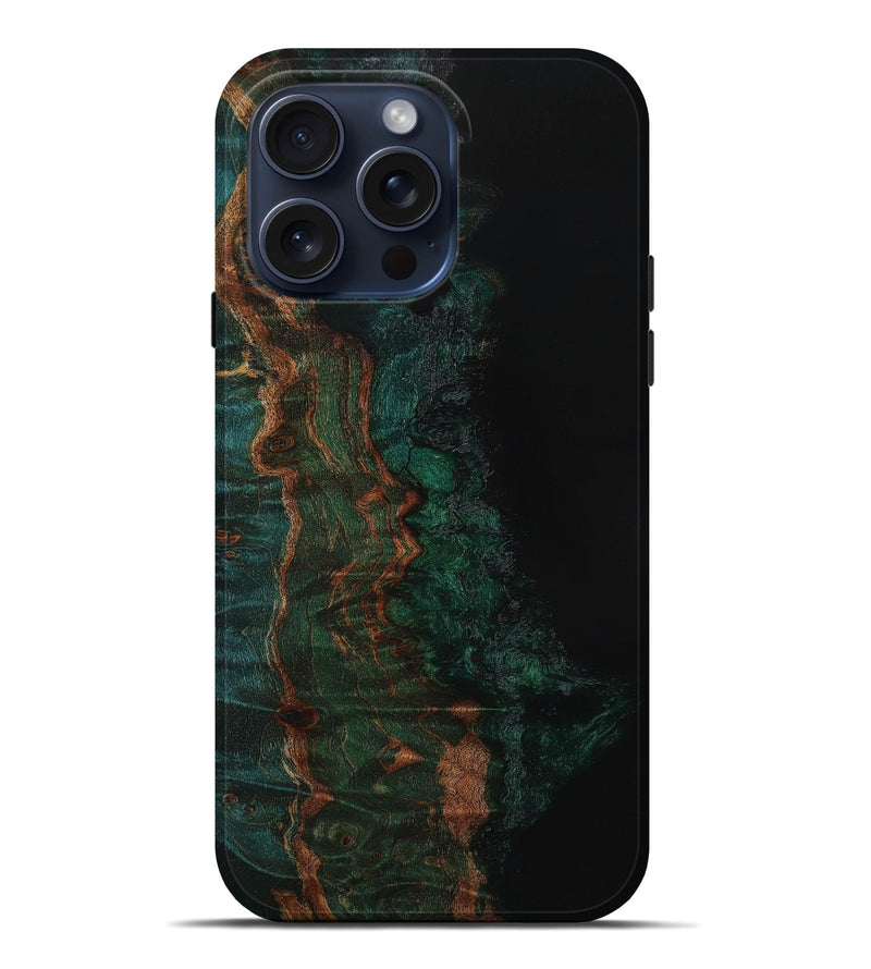 iPhone 15 Pro Max Wood+Resin Live Edge Phone Case - Daisy (Pure Black, 667564)