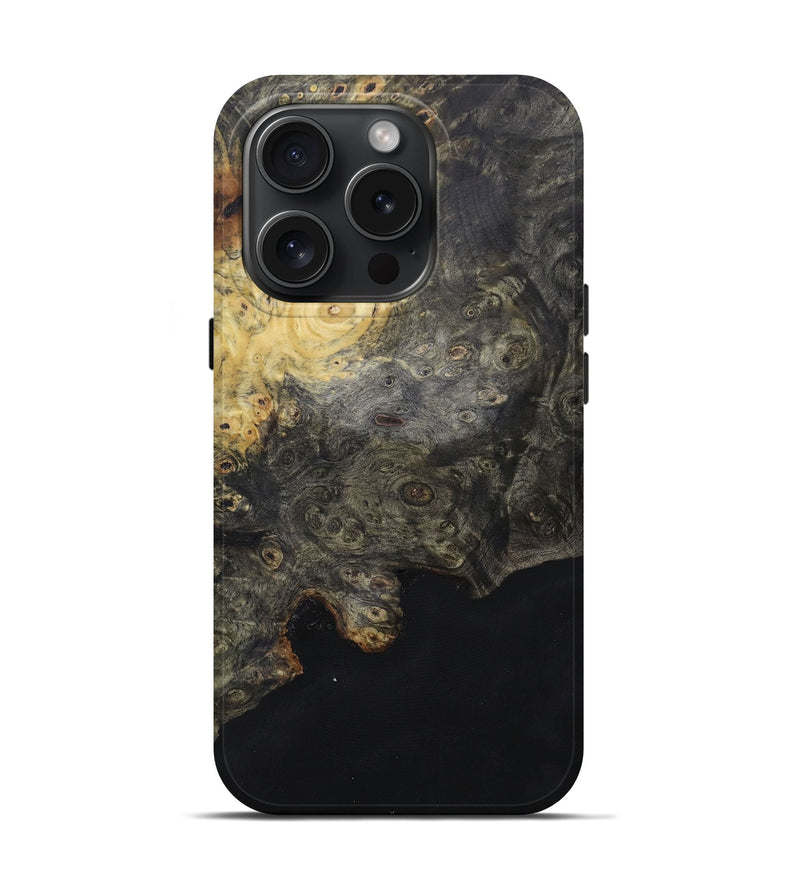 iPhone 15 Pro Wood+Resin Live Edge Phone Case - Lester (Pure Black, 667570)
