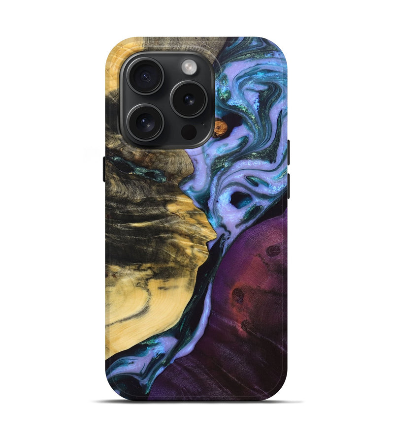 iPhone 15 Pro Wood+Resin Live Edge Phone Case - Brian (Purple, 668095)