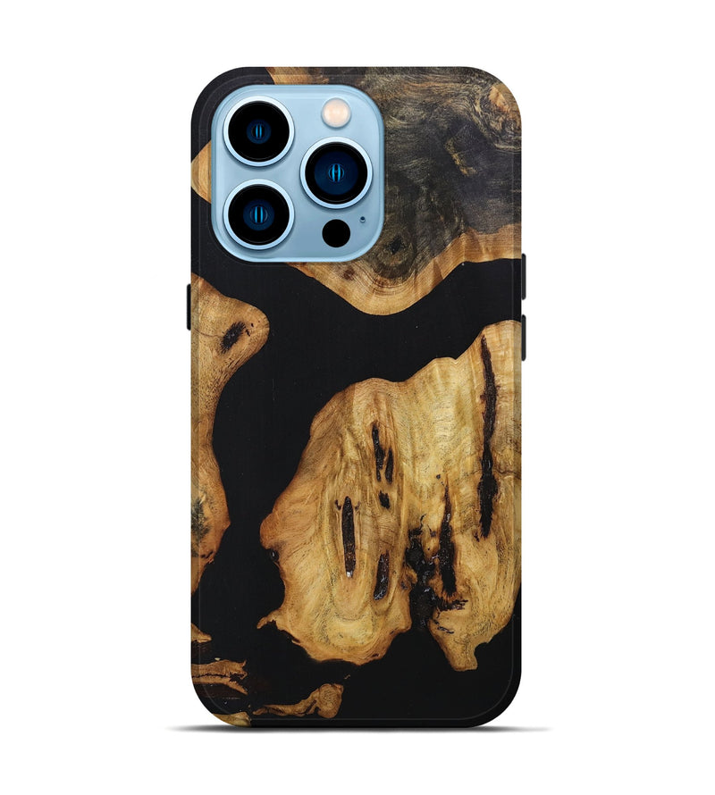 iPhone 14 Pro Wood+Resin Live Edge Phone Case - Terence (Pure Black, 668108)