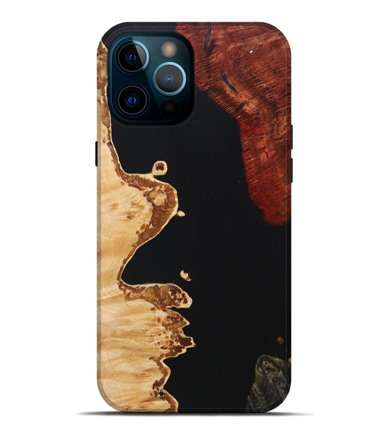 iPhone 12 Pro Max Wood+Resin Live Edge Phone Case - Pam (Pure Black, 668112)
